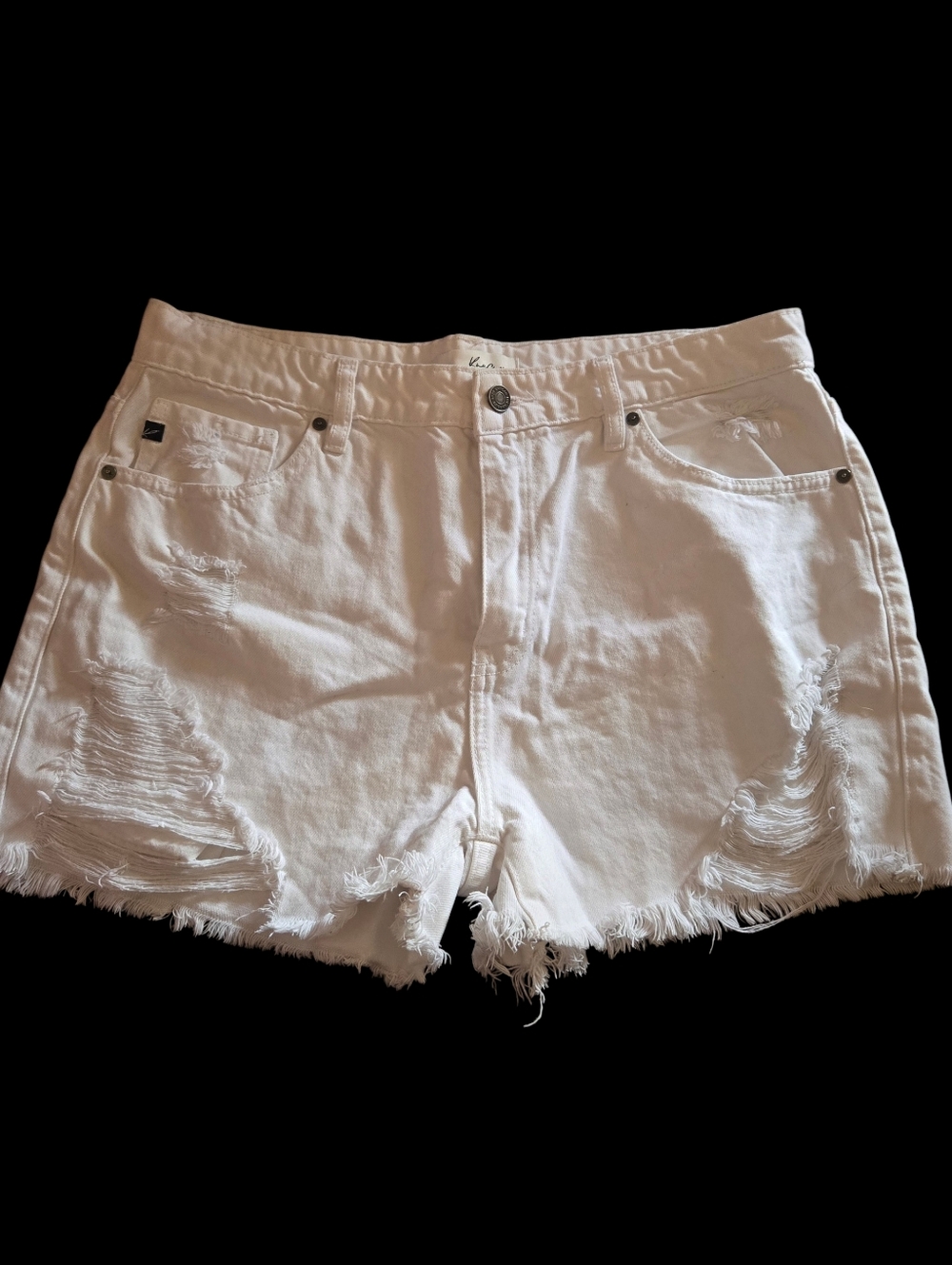 KanCan White Distressed Jean Shorts